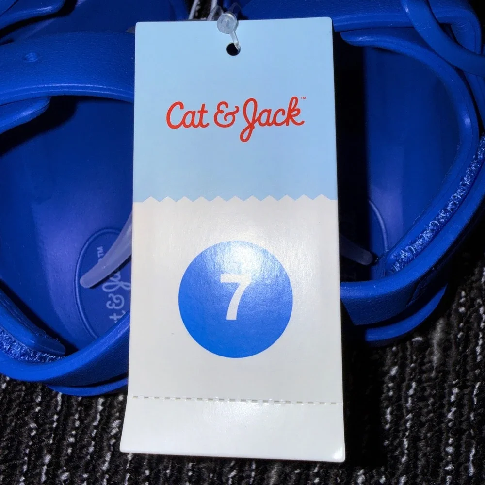 Cat & Jack Sandals Toddler 7 NEW Blue Double Strap Buckle EVA Water Shoes